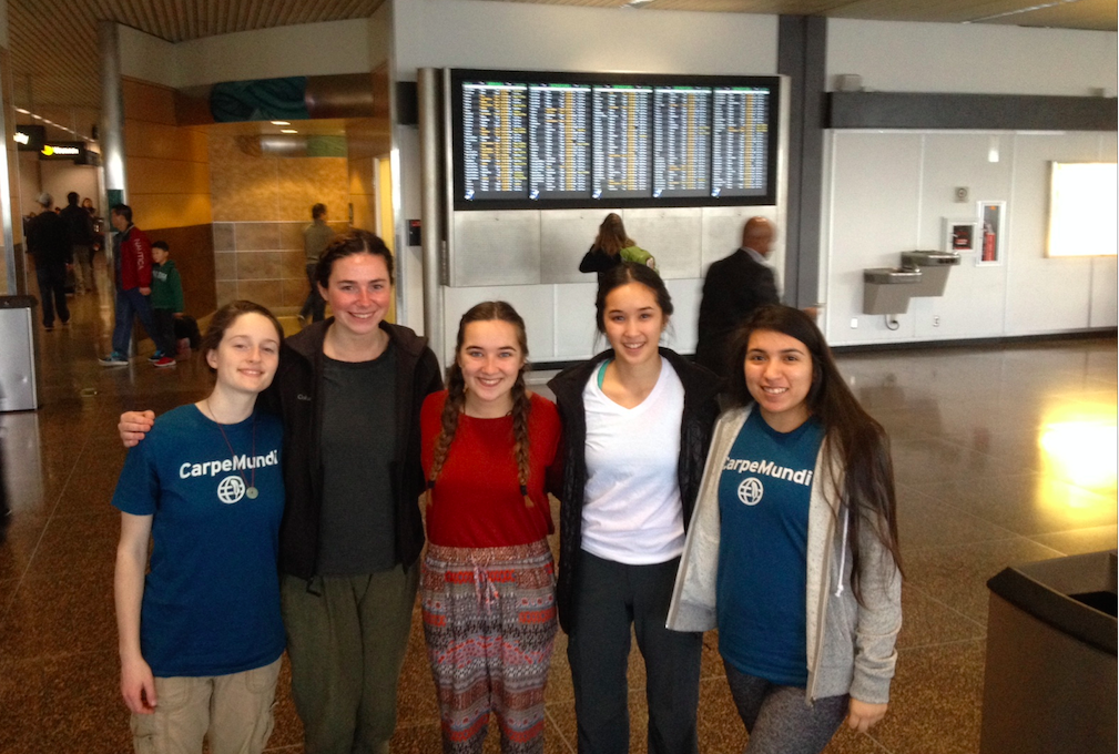 Cat, Cassandra, Madeline, Monica, and Marley in the Seattle Airport... ready to go! 