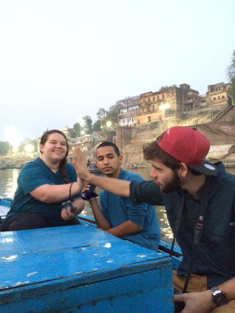 Varanasi boat ride high fives